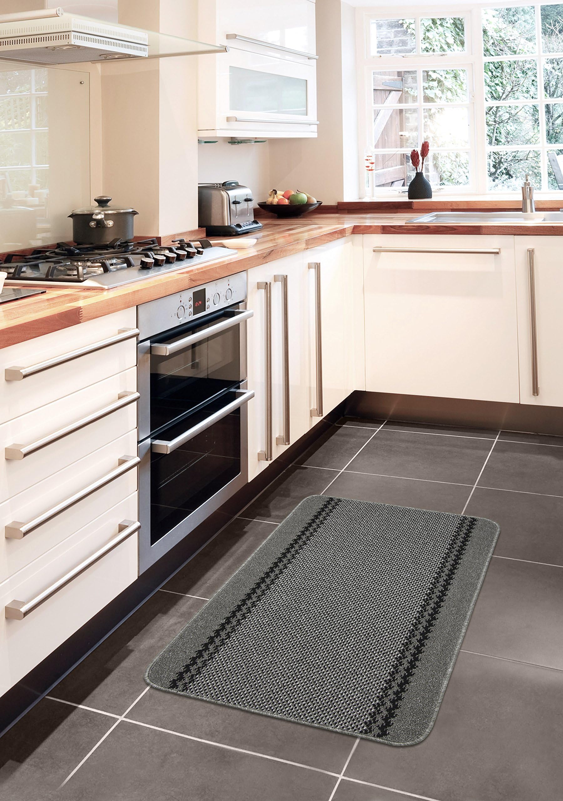 William Armes Dandy Kilkis Washable Kitchen Rug, 100 cm Length x 67 cm Width, Polypropylene, Charcoal Grey, 100x67