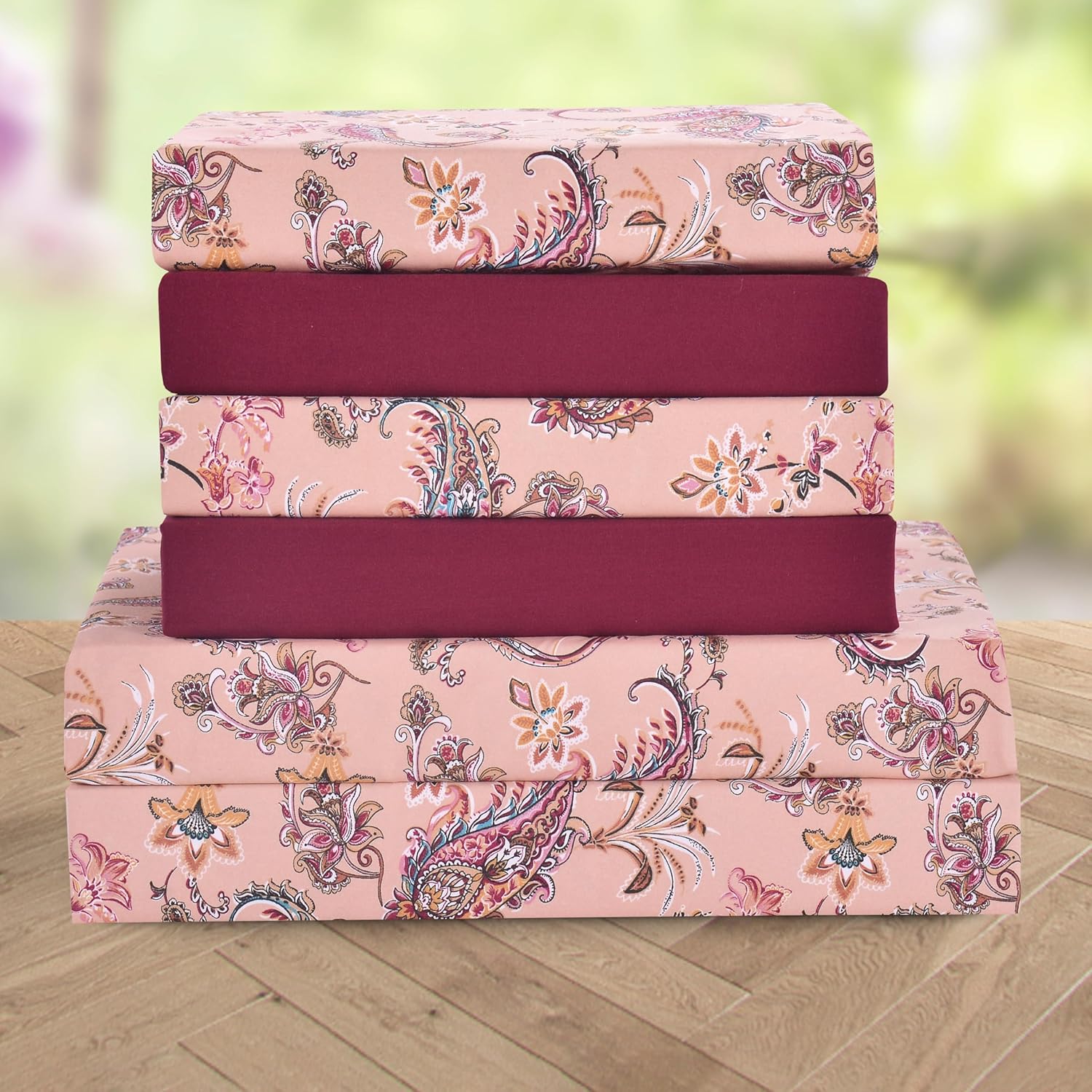 Elegant Comfort Softest and Coziest 6-Piece Sheet Set - 1500 Premium Hotel Quality Microfiber - Deep Pocket, Wrinkle Resistant 6-Piece Paisley Pattern Bed Sheet Set, Full, Paisley Coral - Image 2