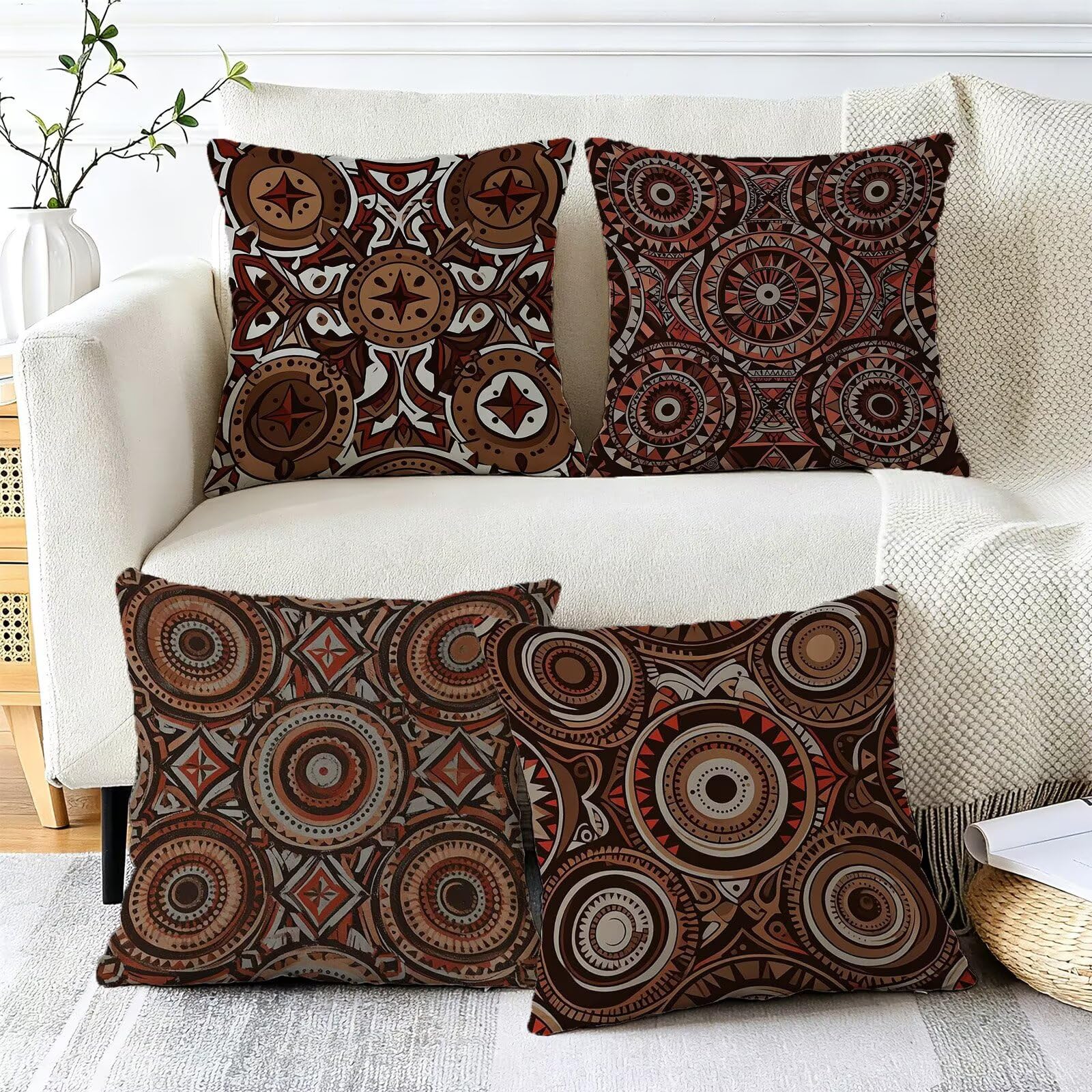 Cojines Exterior MarróN Funda Almohada 45x45cm Juego de 4, Cod-550