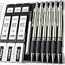 6PCS Metal Mechanical Pencil Set with 0.7mm Medium Point, 360 Leads, 12 Erasers, Art Mechanical Pencils Pack with Storage Case for School Writing, Sketching, Drawing & Professional Drafting