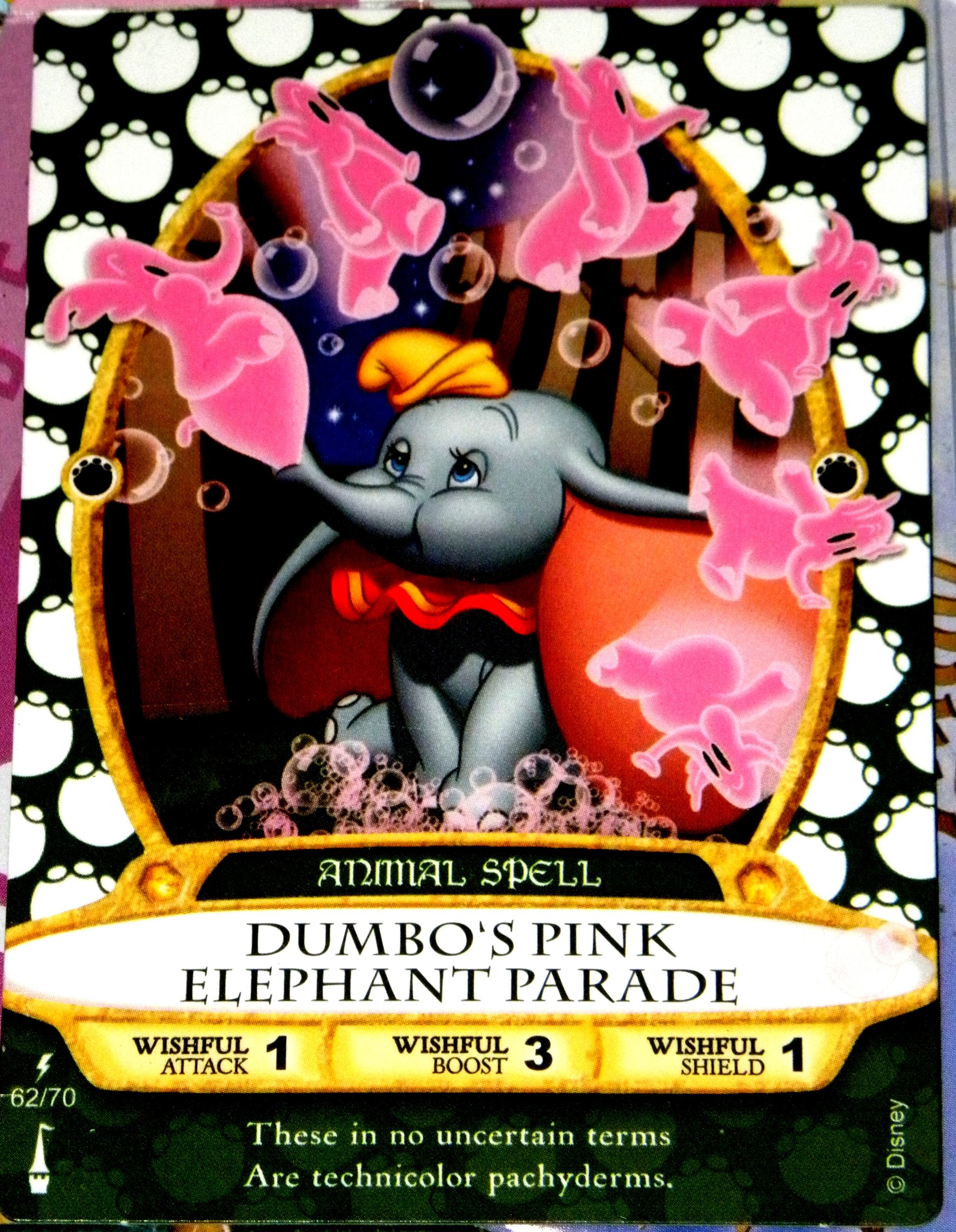 disney sorcerers of the magic kingdom rare cards Disney Sorcerers Mask of the Magic Kingdom Sotmk Game Wdw Walt Disney World  Exclusive Game Lightening Card # 62 Dumbo's Pink Elephant Parade Rare Animal  Spell Map & Mickey Stickers : Buy