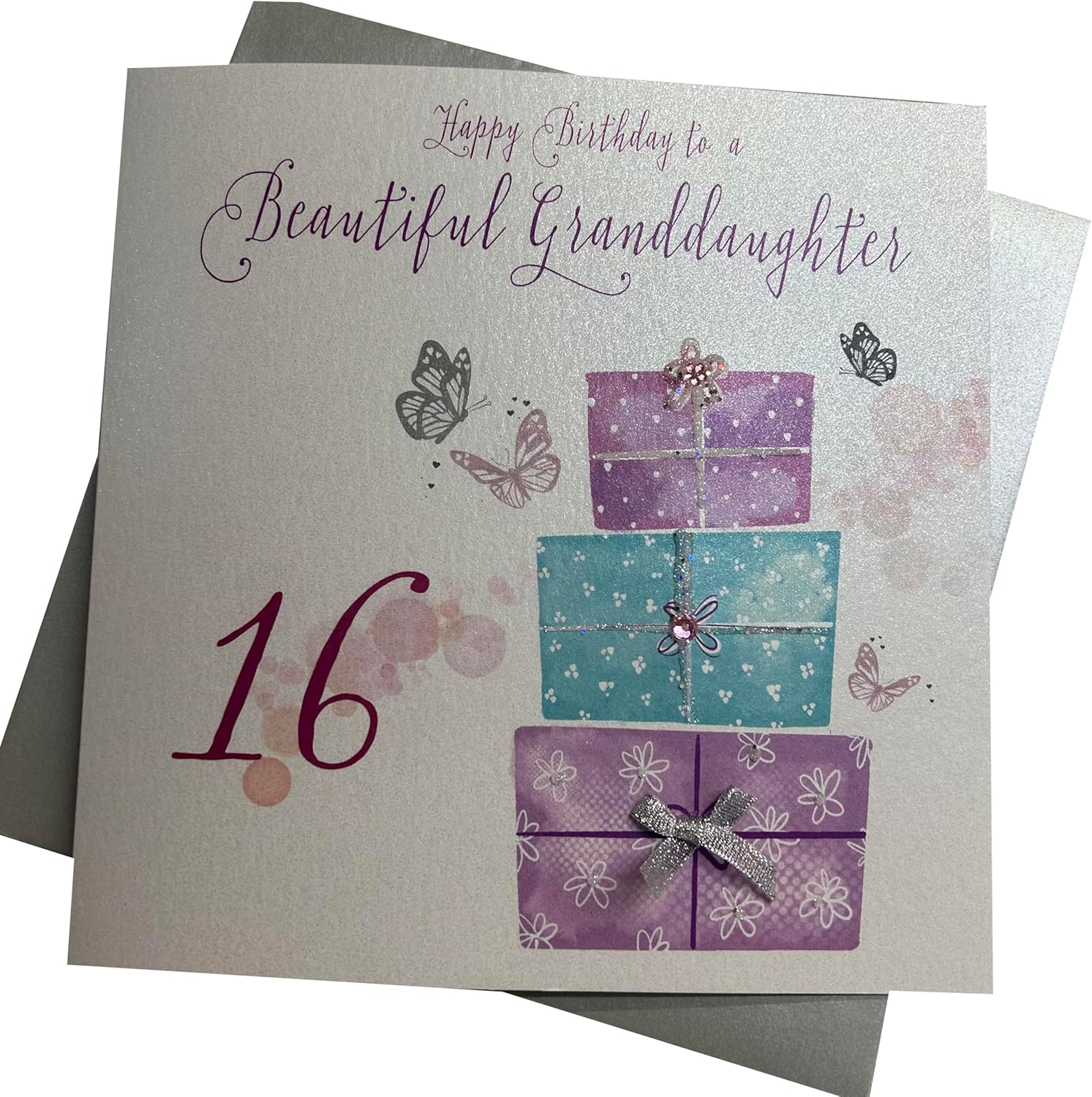 White Cotton Cards Happy Beautiful Granddaughter 16 Handmade Large 16th Birthday Card Present, XLWB105