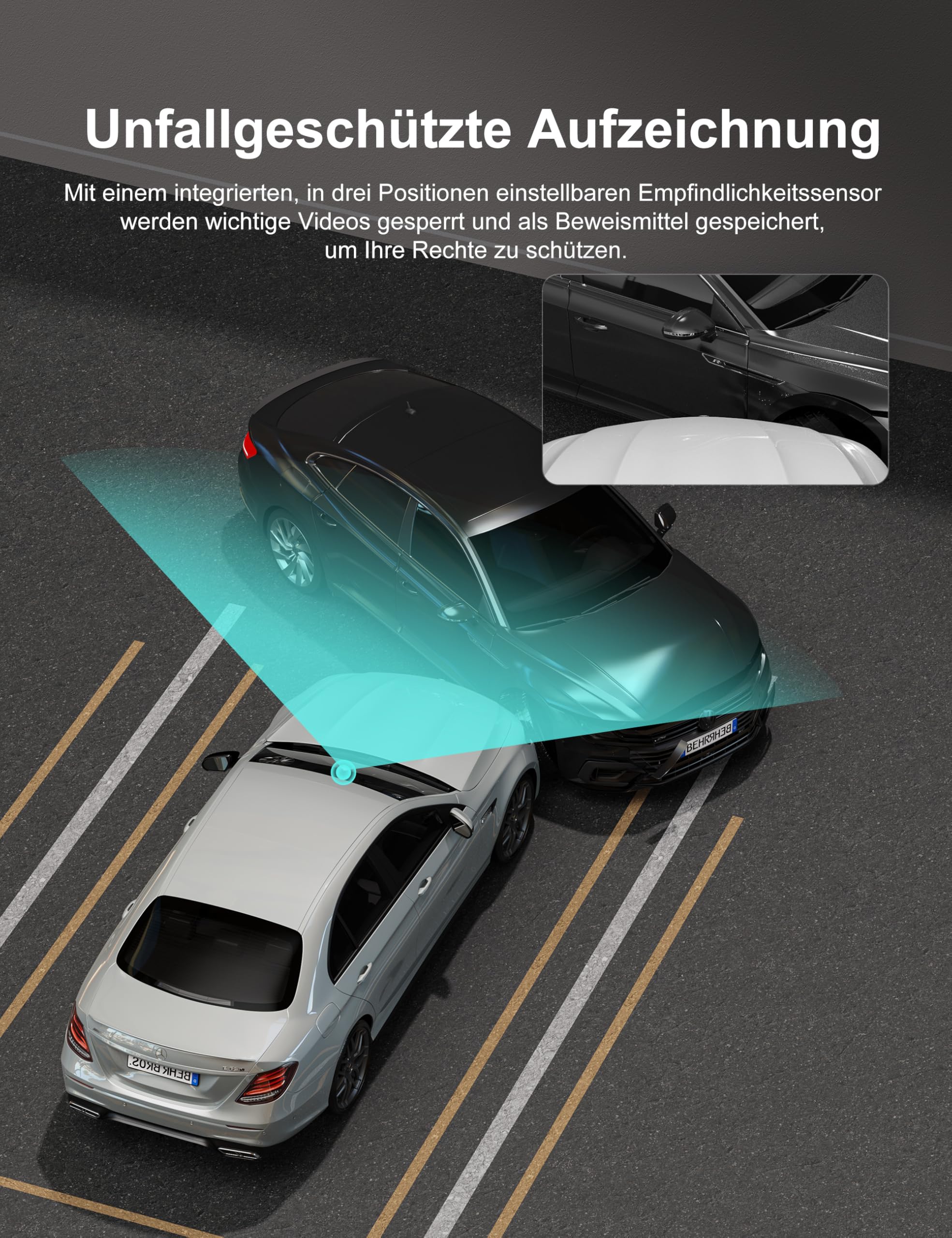 iZEEKER 2.5K Dashcam Auto Vorne und Hinten mit SD-Karte, 1440P Autokamera Armaturenbrett, Dual-Dashcam für Autos 170° Weitwinkel, G-Sensor, Nachtsicht, 24-Stunden-Parküberwachungsunterstützung, WDR