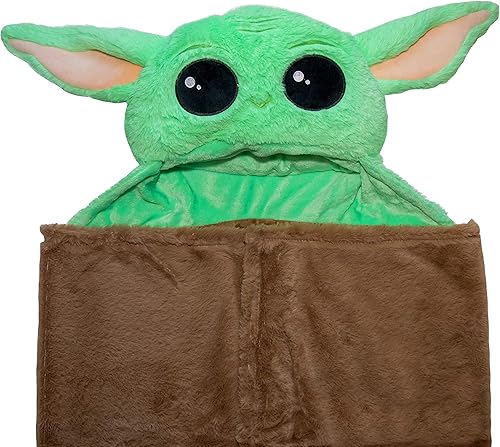 Miniatura 4 de Star Wars The Mandalorian The Child Baby Yoda Grogu - Manta con capucha 2 en 1 para niños, poliéster resistente a la decoloración, 50 x 30 pulgadas