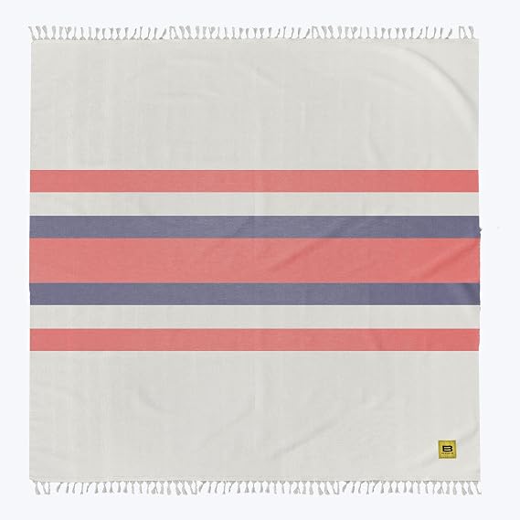 Big Blanket Co Big Beachy Beach Blanket 10x10 ft White Stripes
