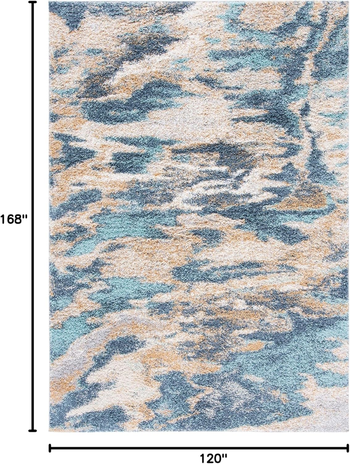 SAFAVIEH Calista Collection Area Rug - 10' x 14', Blue & Grey, Abstract Design, Non-Shedding & Easy Care, 1-inch Thick Ideal for High Traffic Areas in Living Room, Bedroom (CAL110M)