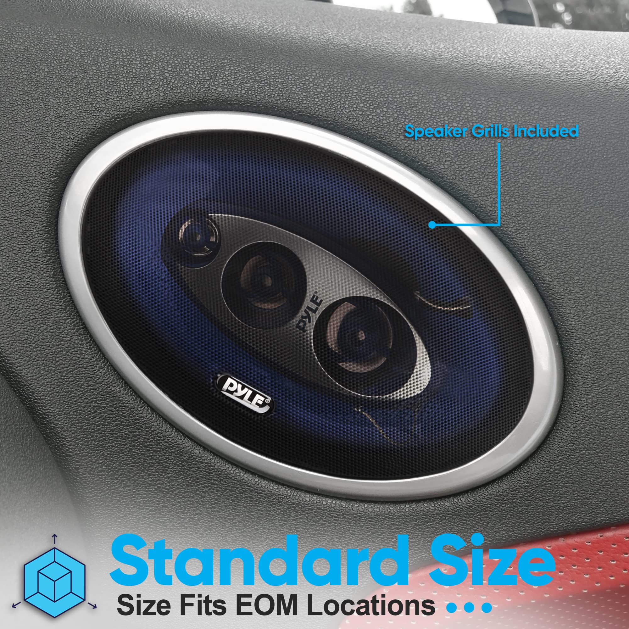 Pyle 6x9" 400W 4-Way Car Speakers – 130W RMS, Blue Design – Model PL6984BL – New In Box 3 thumbnail image