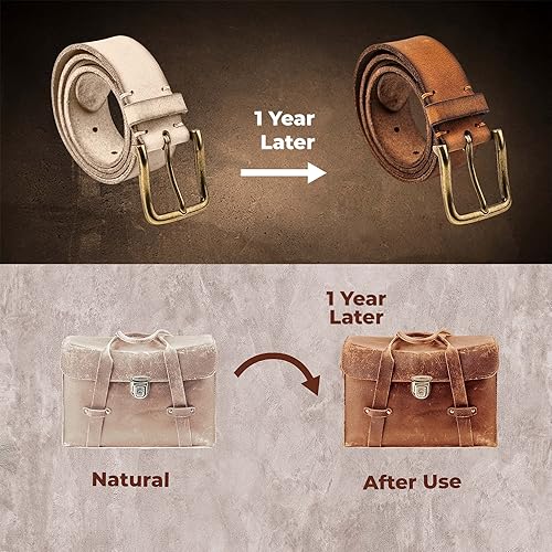 Miniatura 8 de ELW - Correas de cuero curtido vegetal, 5-6 onzas (0.079in) de grosor, tamaños de 12 a 4 pulgadas de ancho x 72 pulgadas de largo, cuero para