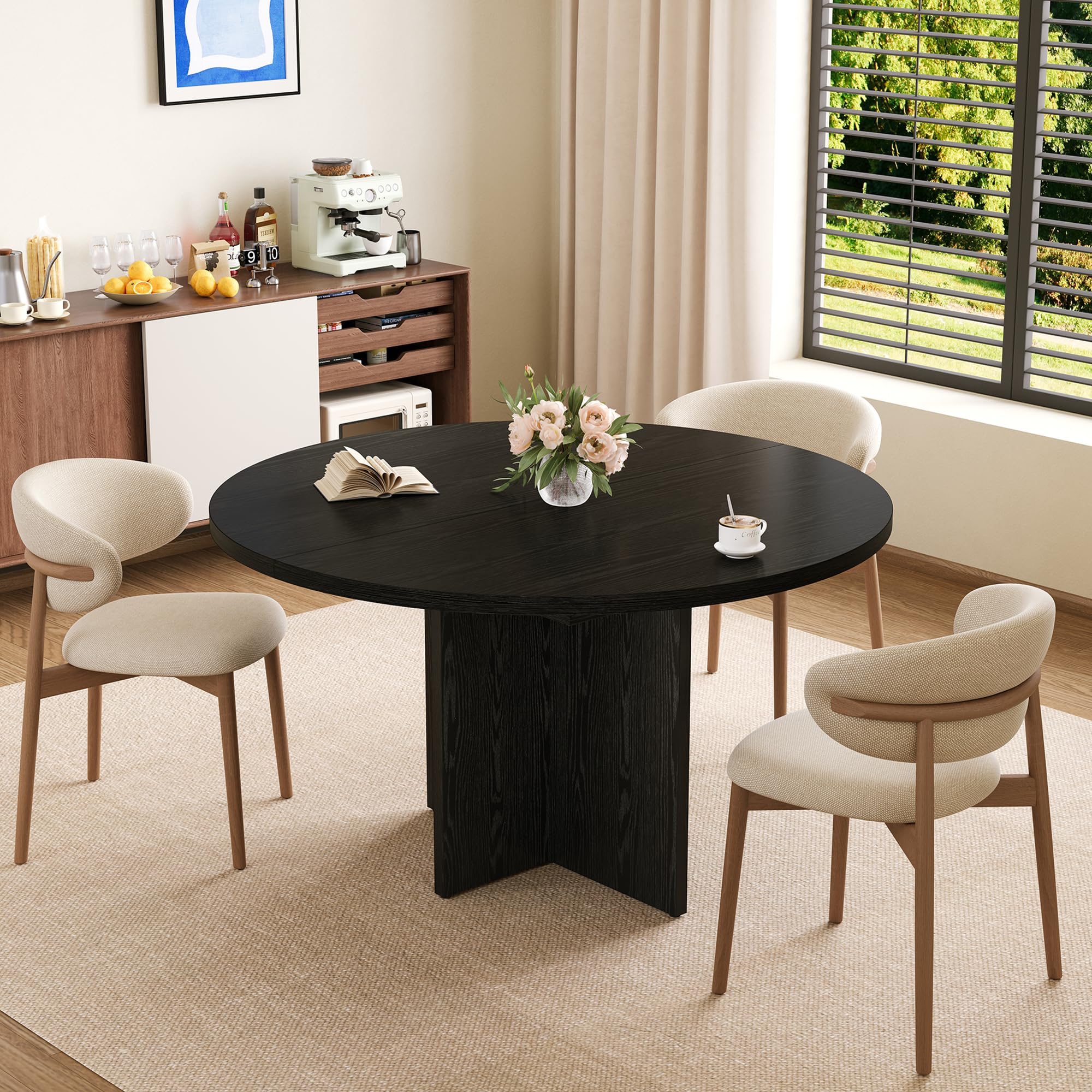 Amazon.com - 43.3''-59'' Extendable Dining Table for 4-8, Round to