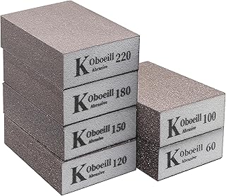 Sanding Block Set, 6 Pieces Sanding Sponges with 6 Grits (60,100,120,150,180,220), Coarse to Superfine Wet and Dry Dual-Use Abrasive Pads, Washable and Reusable for Wood, Walls, and Metal.