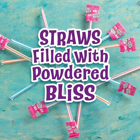 Wonka Pixy Stix, Sour Powder Straws, Grape, Maui Punch, Cherry, and Orange, Sweet and Tart Candy Powder (Pack of 170)