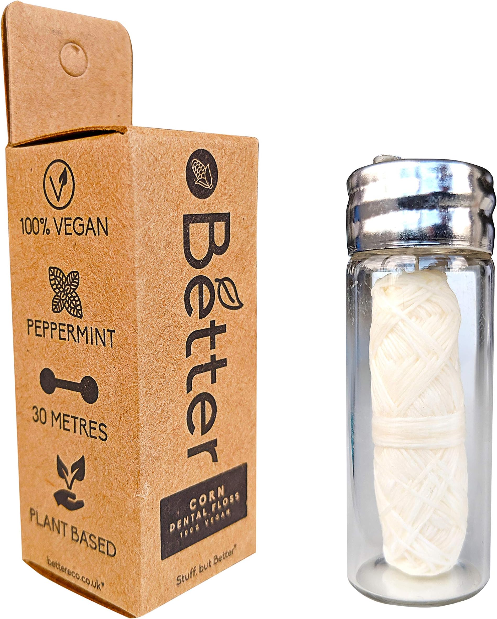 BETTER ECO 100% Natural Vegan Corn Dental Floss | Mint Flavour - 30m