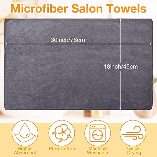 Miniatura 8 de Newwiee Paquete de 72 toallas de microfibra a prueba de blanqueador a granel para cabello de peluquería, 18 x 30 pulgadas, toallas de mano para