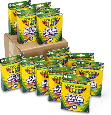 Crayola Ultra Clean Washable Large Crayons, Bulk School Supplies, 16 Count Pack of 12