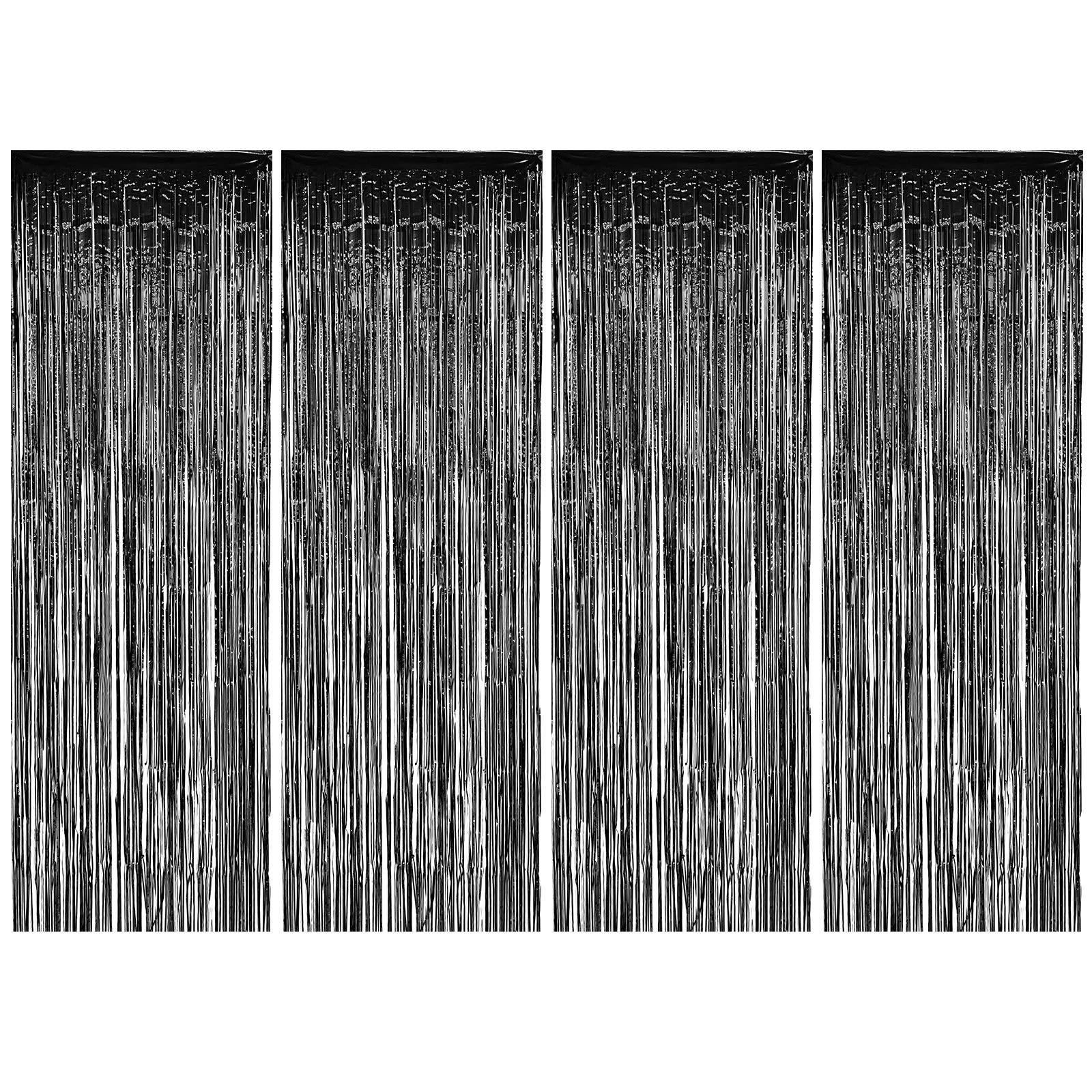 Photo 1 of Allgala 4PK 3.3 x 9.8 FT (1x3M) Metalic Tinsel Party Photo Backdrop Curtains Door Fringe Décor-Black-BD52602
