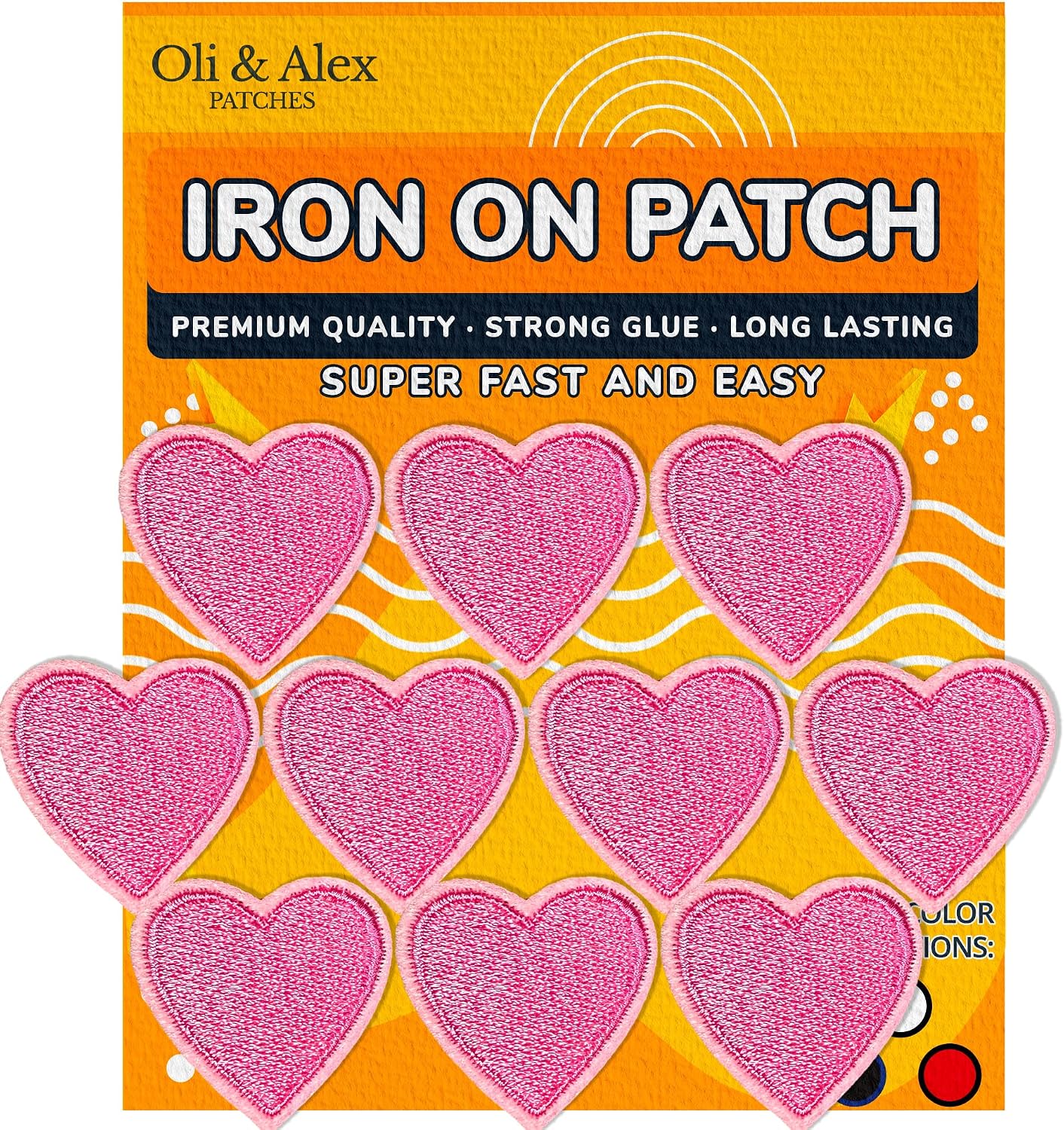Iron On Patches - Pink Heart Patch 10 pcs Iron On Patch Embroidered Applique 1.26 x 1.18 inches - 3.2 x 3 cm- A-135