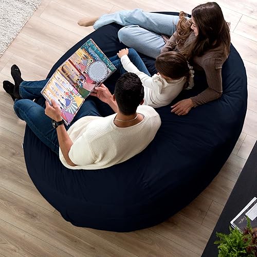 Miniatura 381 de Big Joe Fuf - Puf extragrande (XXL) relleno de espuma con funda extraíble, color niebla Lenox, poliéster tejido duradero, 6 pies, gigante Negro