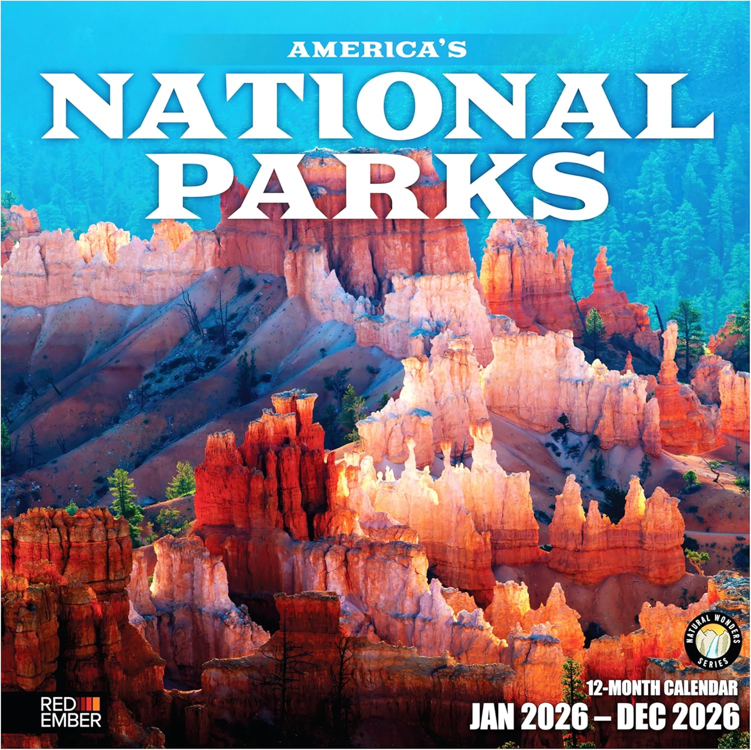 Red Ember America's National Parks 2026 Wall Calendar - Stunning Photos, 12x24 Open, Thick Glossy Paper, Extra Writing Space, Ideal Nature Gift