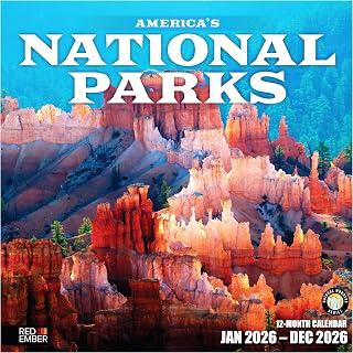 Red Ember America's National Parks 2026 Wall Calendar - Stunning Photos, 12x24 Open, Thick Glossy Paper, Extra Writing Space, Ideal Nature Gift