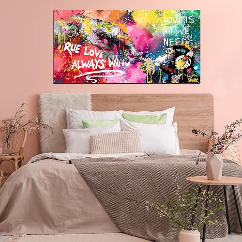 Miniatura 70 de SIXTTART Banksy - Arte de pared en lienzo para sala de estar, arte de pared de graffiti callejero para dormitorio, pintura abstracta grande, arte