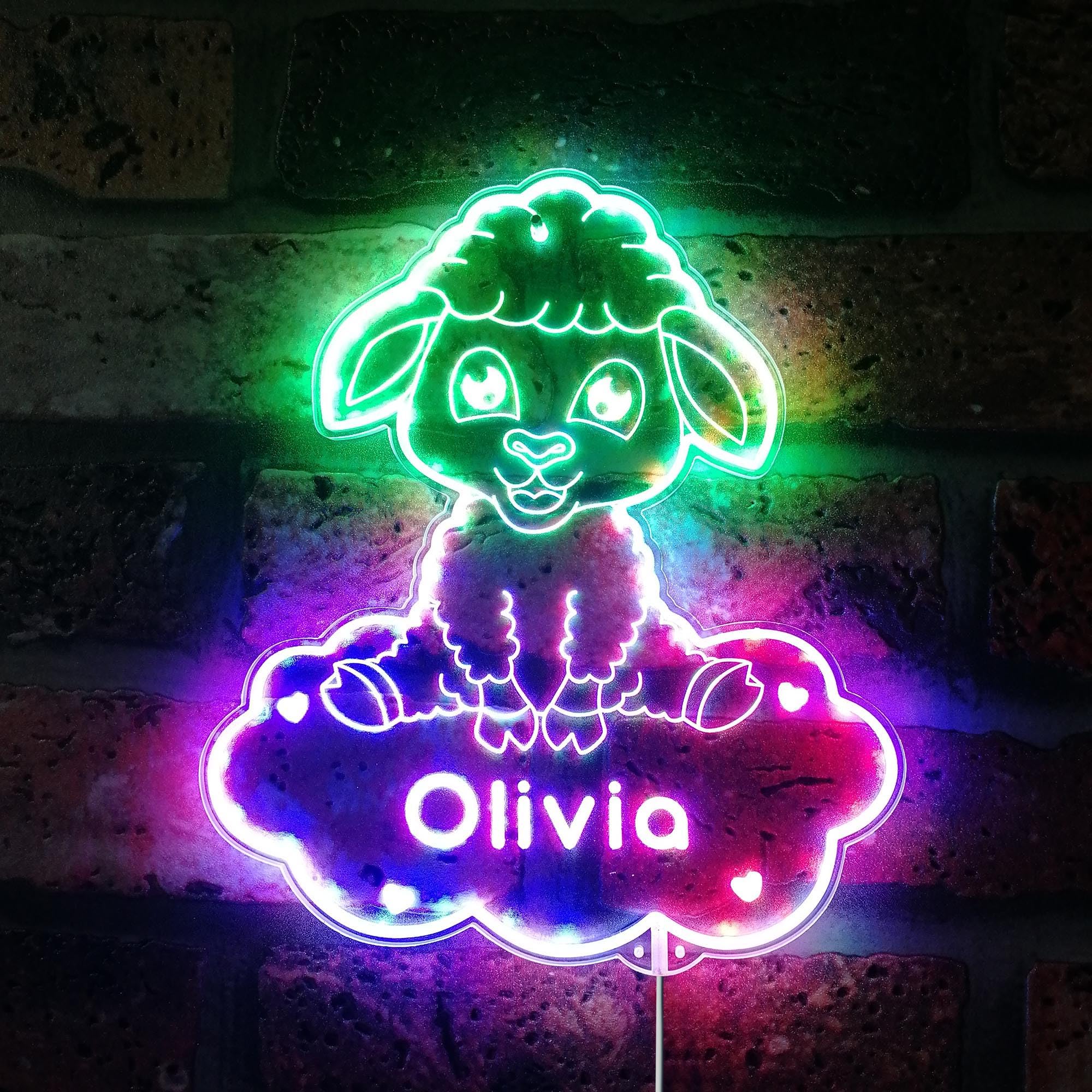 ADVPRO Name Personalized Sheep Lamb RGB Dynamic Glam LED Sign - Cut-to-Edge Shape - Smart 3D Wall Decoration - Multicolor Dynamic Lighting - st06s44-fnd-p0017-tm