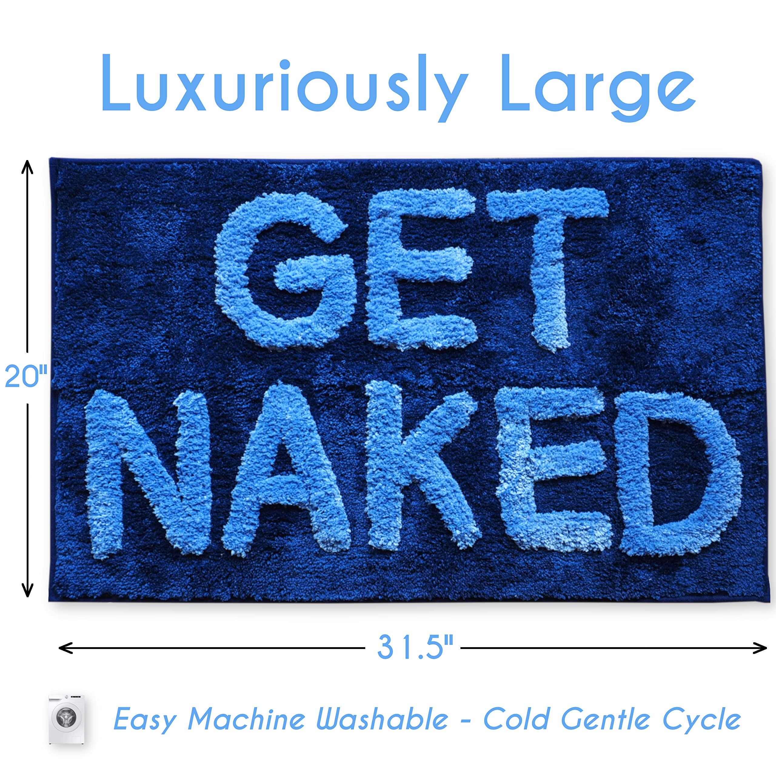 Evovee Alfombra de baño divertida y bonita alfombra de baño azul marino lavanda Get Naked alfombra de ducha divertida decoración de baño divertida alfombra de baño antideslizante lavable