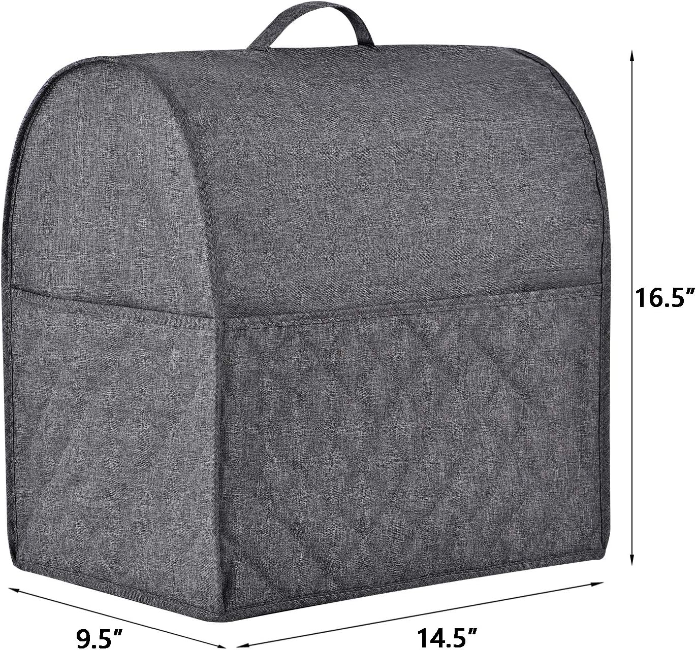 Stand Mixer Dust-proof Cover for KitchenAid Mixer，Multi Pockets for Various Kitchen Appliance Accessories，Water-resistant，Easy Cleaning (Grey, Fit for Bowl Lift 5-8 Quart)