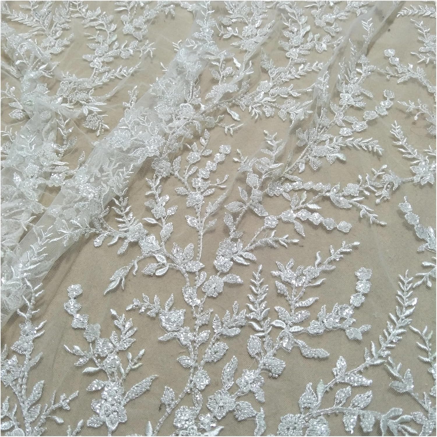 Wedding Dress Fabric Bridal Beading Lace Fabric Wedding Gown Dress Fabric Beads and Sequins Fabric