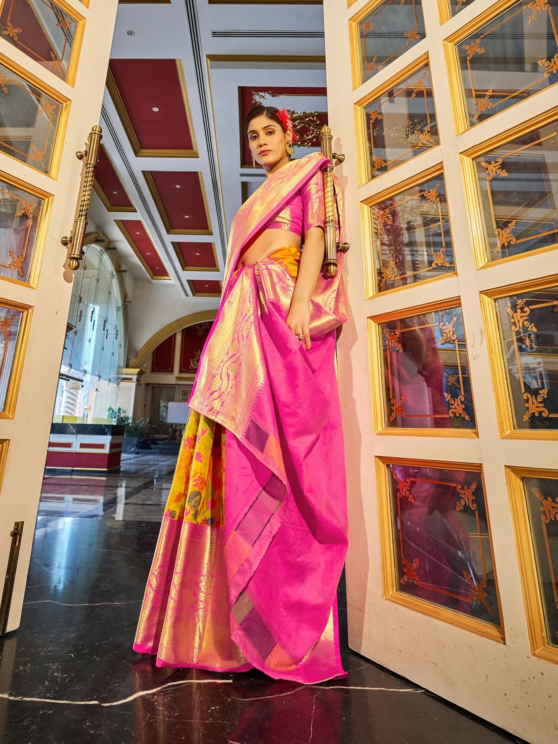 SWORNOF Women's kanjivaram banarasi silk saree for festival Wedding silk with rich pallu Design sarees for women with Unstitched blouse piece - Image 7