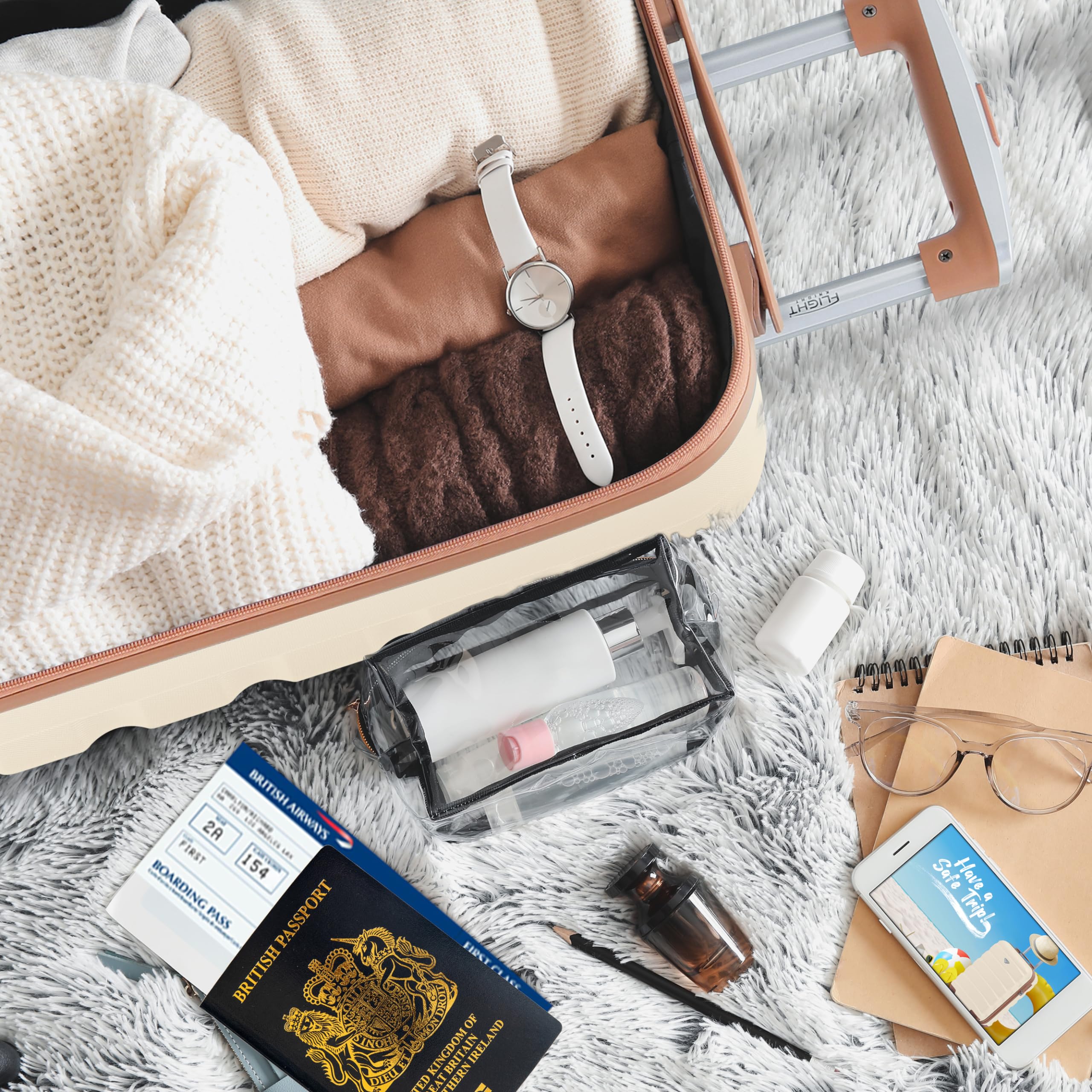 Flight Knight Cabin Suitcase 55x35x20, Lightweight Carry On Bag for Over 100 Airlines- Ryanair, EasyJet, British Airways, Virgin Atlantic - Small Durable Hand Luggage, ABS Hard Shell- TSA Lock