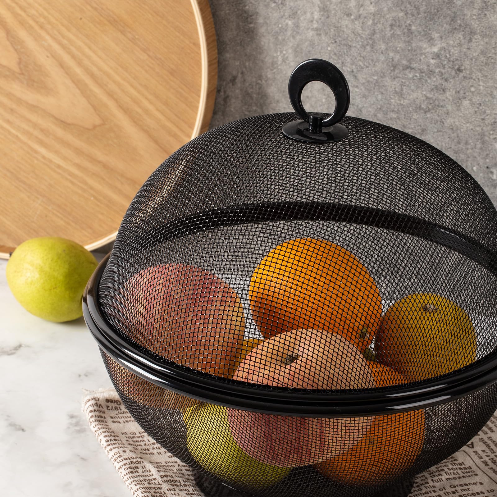 Lot De 2 Corbeilles à Fruits En Maille Métallique Avec Couvercle – Acier Inoxydable – Pour Cuisine Ou Extérieur - 12