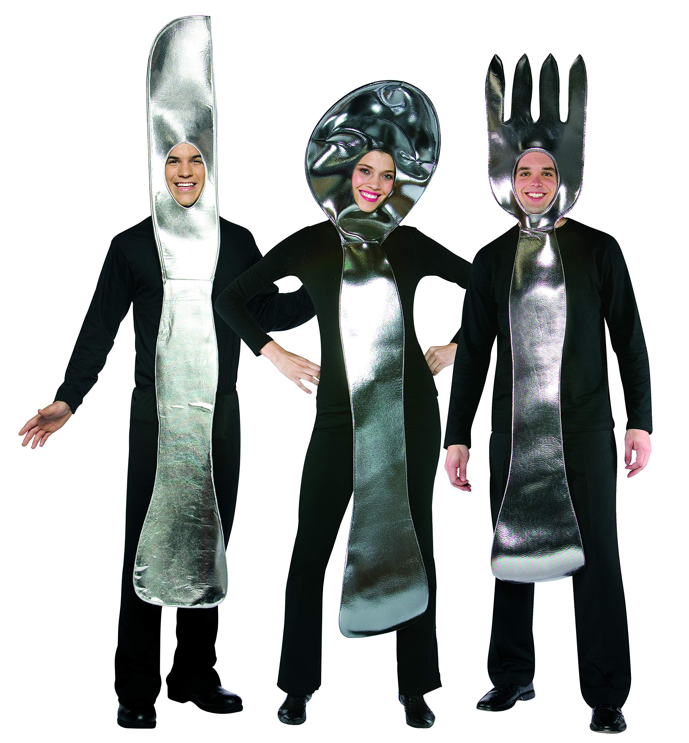 Rasta Imposta Utensil 3 Pack Silver Knife, Fork, Spoon Halloween Group Couples Costume, Adult One Size