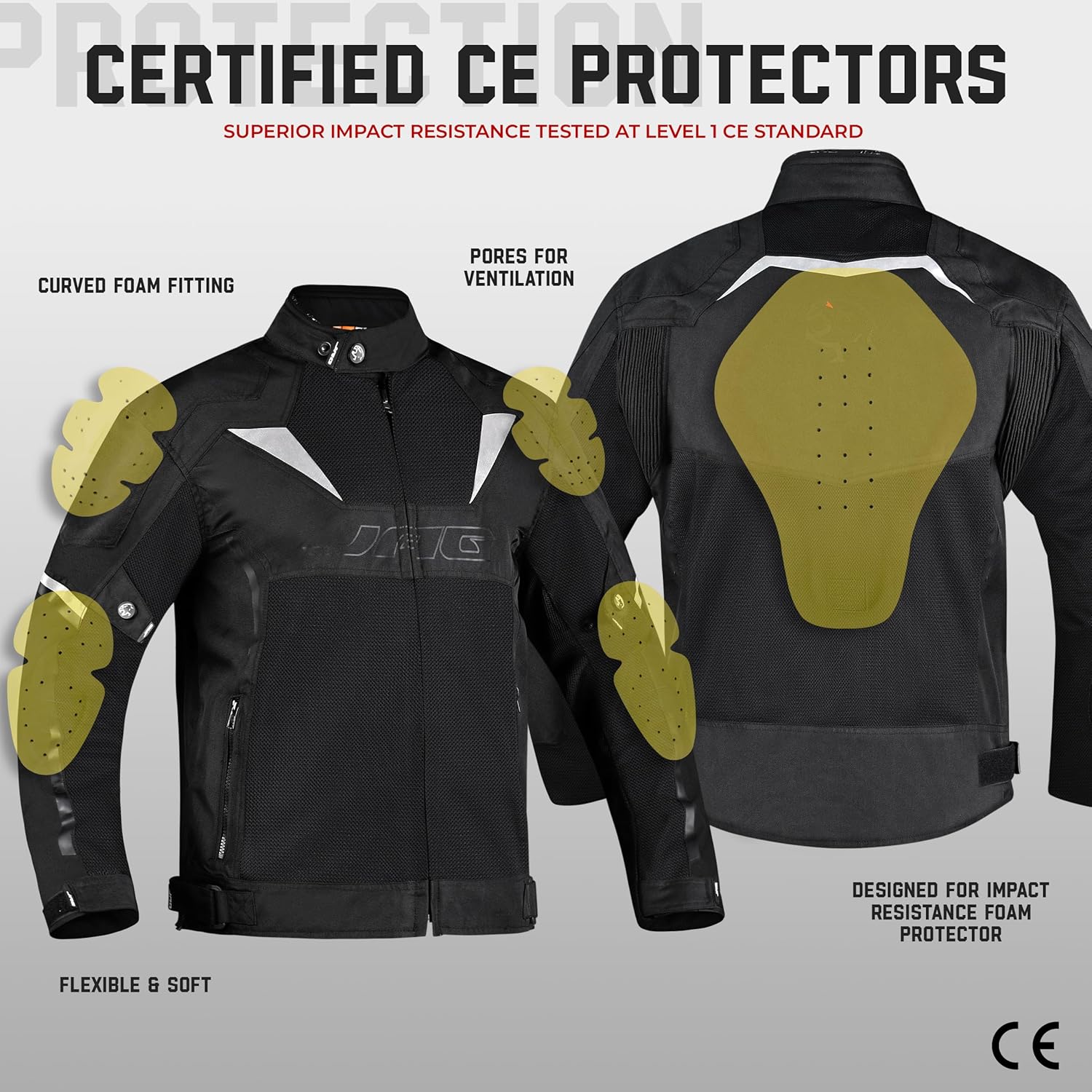 JAG Mesh Motorcycle Jacket-Biker Jacket-CE Armored Motorbike Jacket Men-High Visibility Breathable Riding Jacket - Image 2