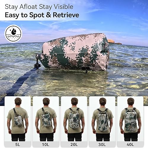 Miniatura 5 de MARCHWAY - Bolso seco flotante e impermeable 1.322.645.287.9310.57 galones, parte superior enrollable, mantiene secos equipos de kayak rafting