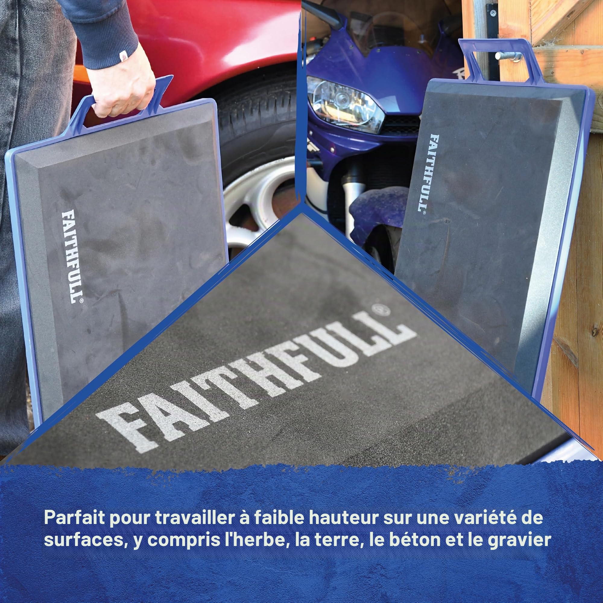 Faithfull Planche à Genoux Confortable – Protection des Genoux en Mousse avec Base imperméable pour la Maison, Le Jardin, Le Garage et Le Chantier
