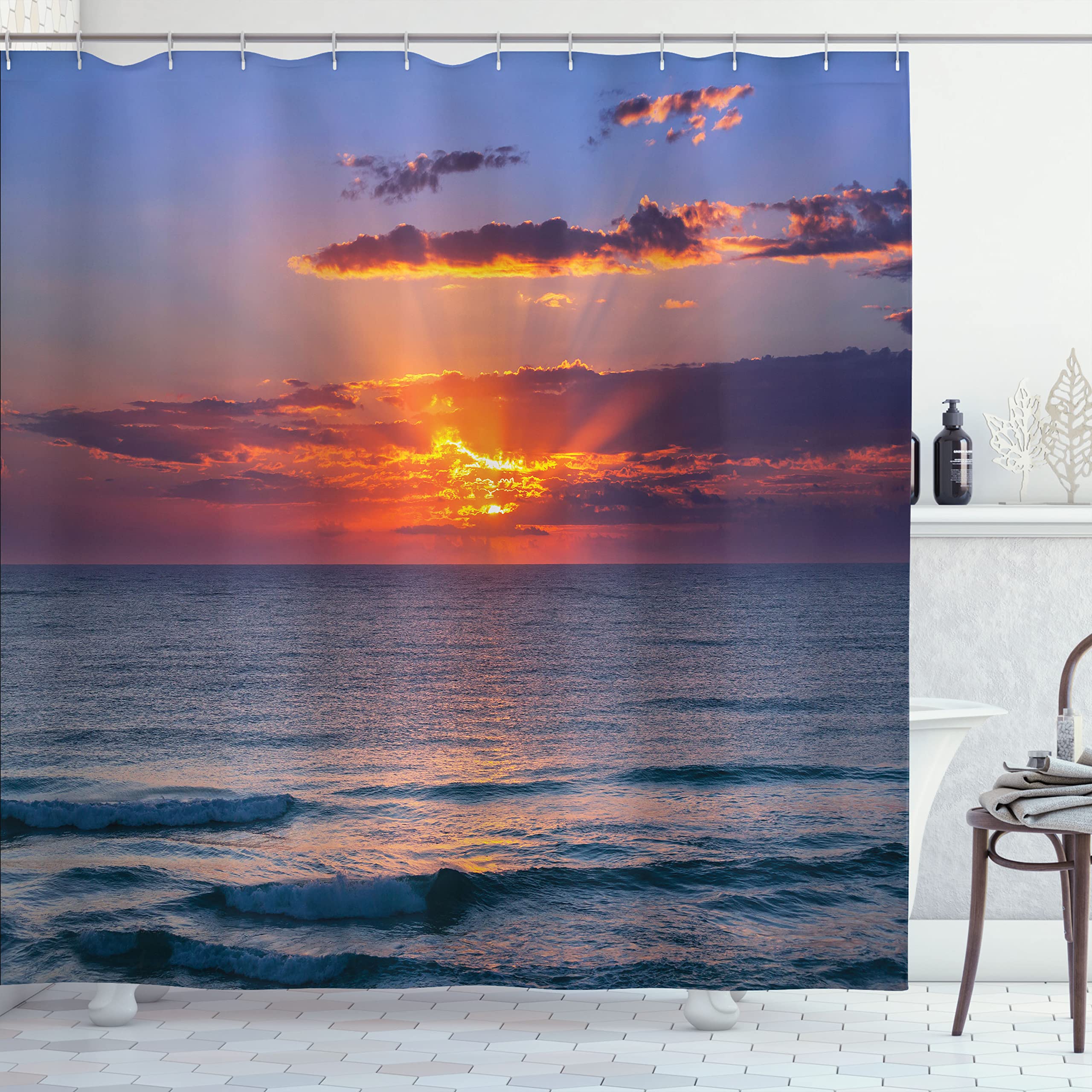 Ambesonne Duschvorhang-Set, Buntes Stoff-Design, Wasserabweisend, 69 Zoll Breit X 70 Zoll Hoch (ca. 175x178 Cm)