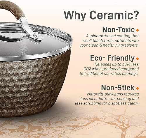 Vista 11 de NutriChef NutriChef PRTNCCW11BDSP - Olla de salsa duradera con tapa, antiadherente de alta calificación con tapas de vidrio templado transparente