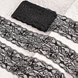 VGOODALL 3 Inch Black Lace Ribbon, 10 Yards Wide Lace Trim for Sewing Elastic Floral by Roll for Bridal Wedding Decoration DIY Sewing Craft Gift Wrapping Supply