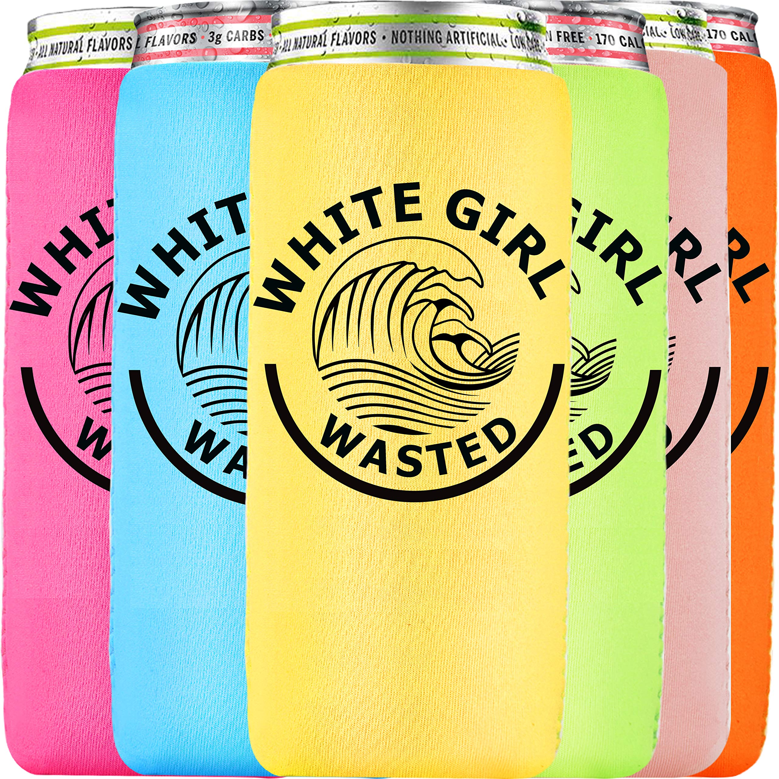 Skinny Can Coozie [ 6 Pack ] Slim Can Cooler for Slim Beer & Hard Seltzer, Skinny Beer Cans Coolie Skinny Insulators, Claw Can Cooler Sleeve Girls