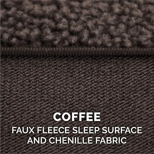 Miniatura 7 de Furhaven Cama para perro, de espuma viscoelástica, estilo sofá, Sherpa y chenilla, café, M