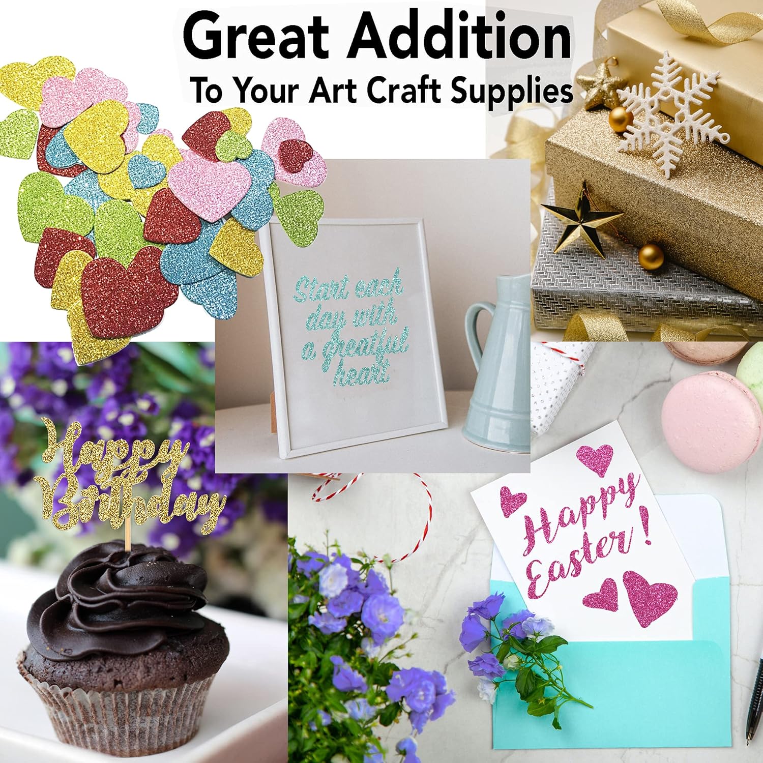 Sanzix Glitter Cardstock Paper 300 GSM - 30 Sheets - 15 Colors - A4 Glitter Paper, Card Stock for Scrapbooking, Crafts, Gift Box, Birthdays, Weddings, Party Decorations | One Sided Sheets (Pack of 2) : Arts, Crafts & Sewing