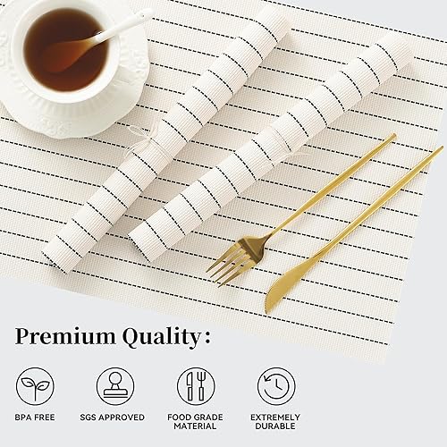 Miniatura 144 de Leetaltree - Manteles individuales, resistentes al calor, antideslizantes, para mesa de comedor, lavables, duraderos, tejido de PVC