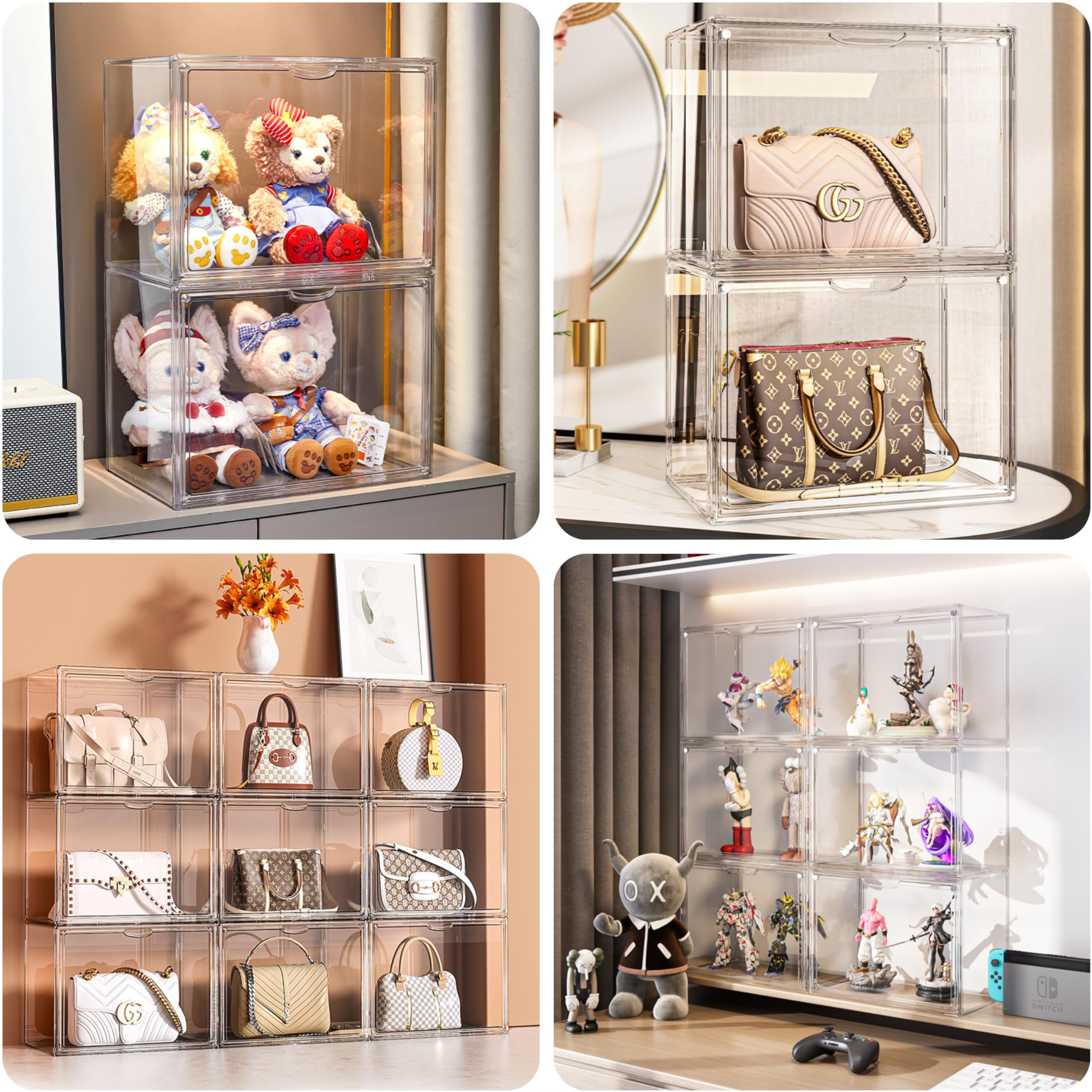 Dasellfa Acrylic Display Case, Stackable Storage Boxes, Display Cabinets with Magnetic Door - Image 3