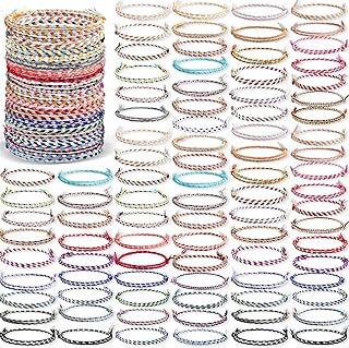 Equsion 100 Pcs Woven Wrap Friendship Bracelets Beach String Bracelets Handmade Friendship Braided Bracelet Adjustable Thread Bracelets Colorful Wrist Cord for Women Girls Party Favors Birthday Gifts