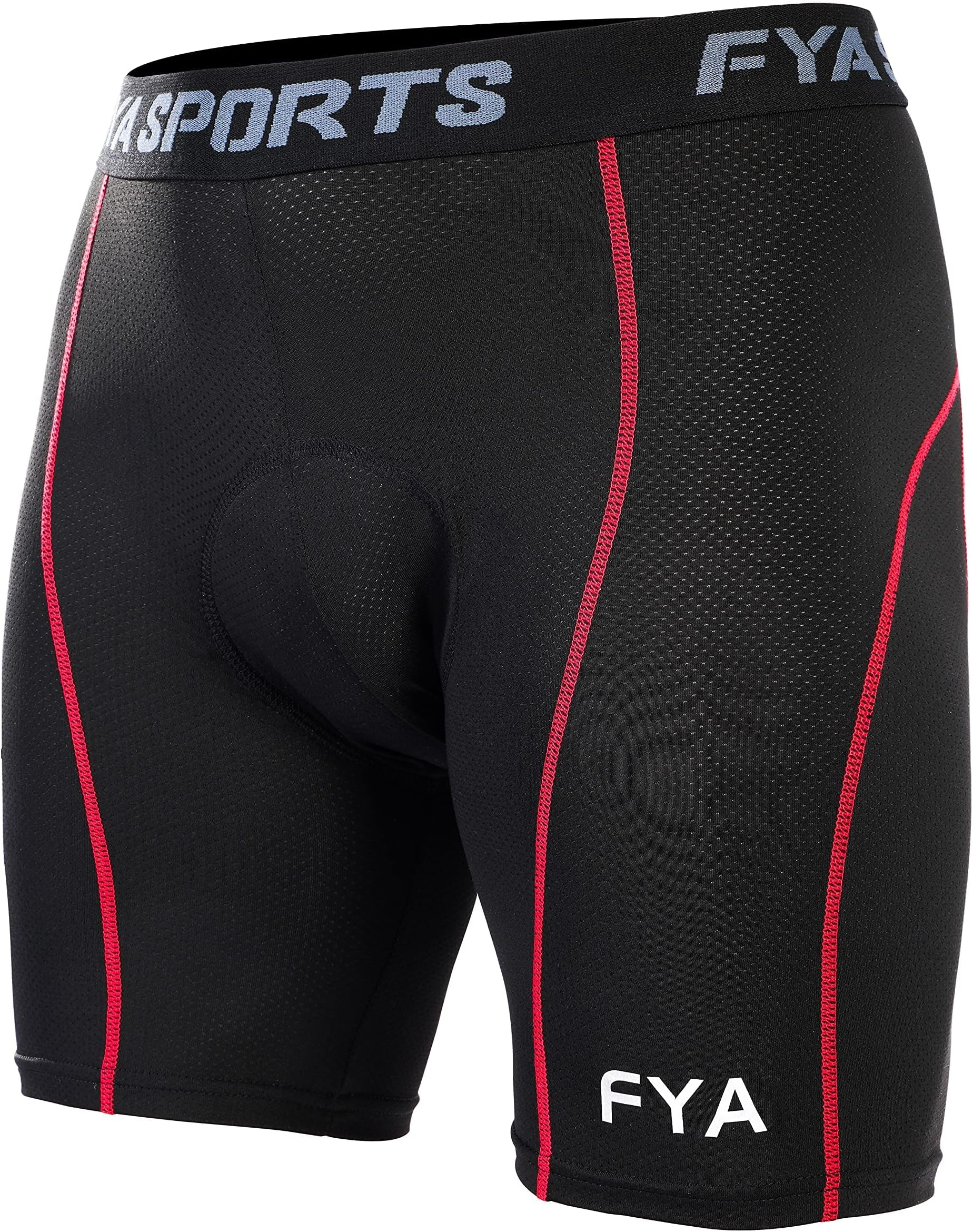Men's Cycling Shorts,4D Gel Padded Out-Wearable Motorcycle Bike Riding Shorts Quick-Dry Half Pants (M, Black/RED)
