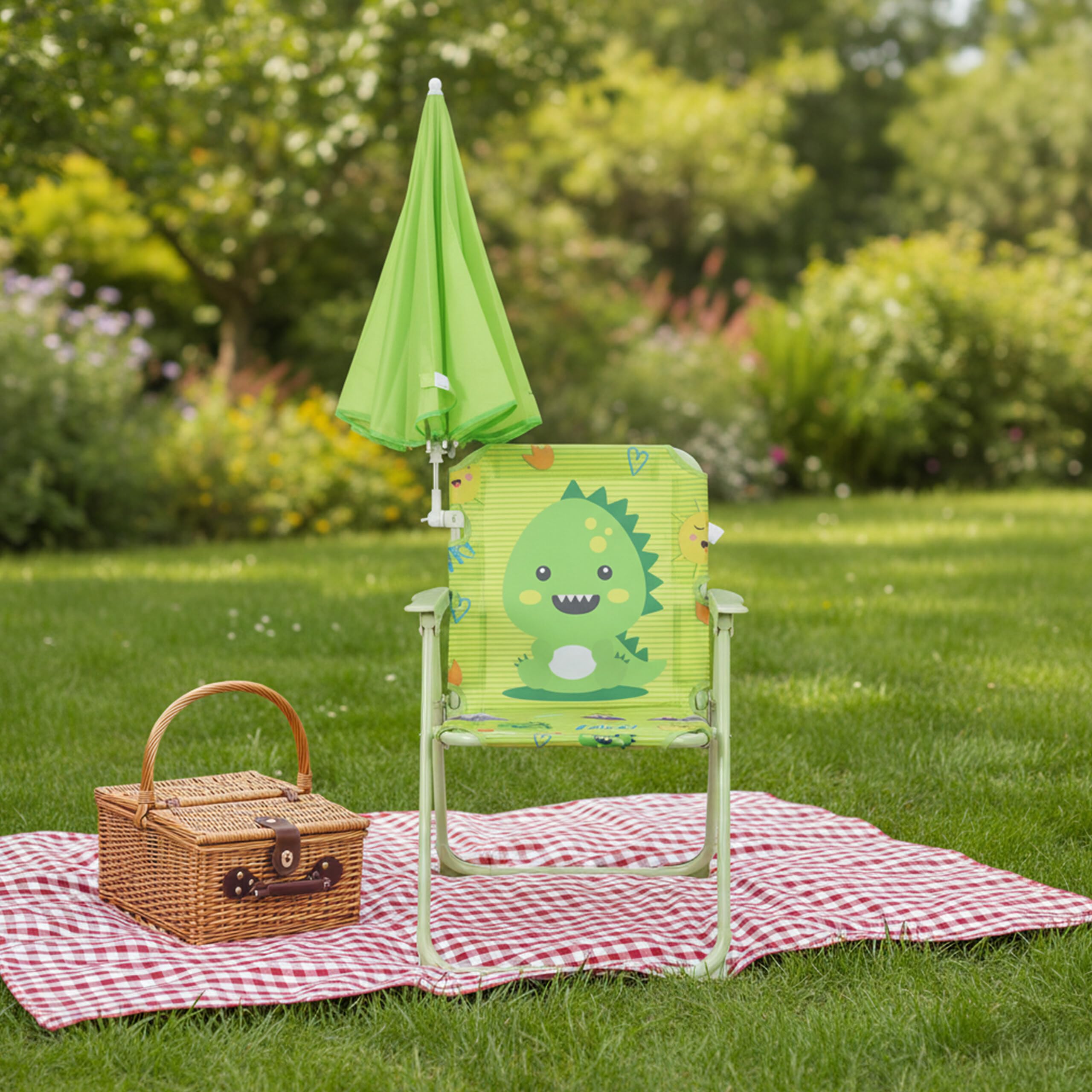 Relaxdays Chaise Pliante Enfant de Camping avec Parasol, Motif Monster, 51,5x36x37,5 cm, Multicolore