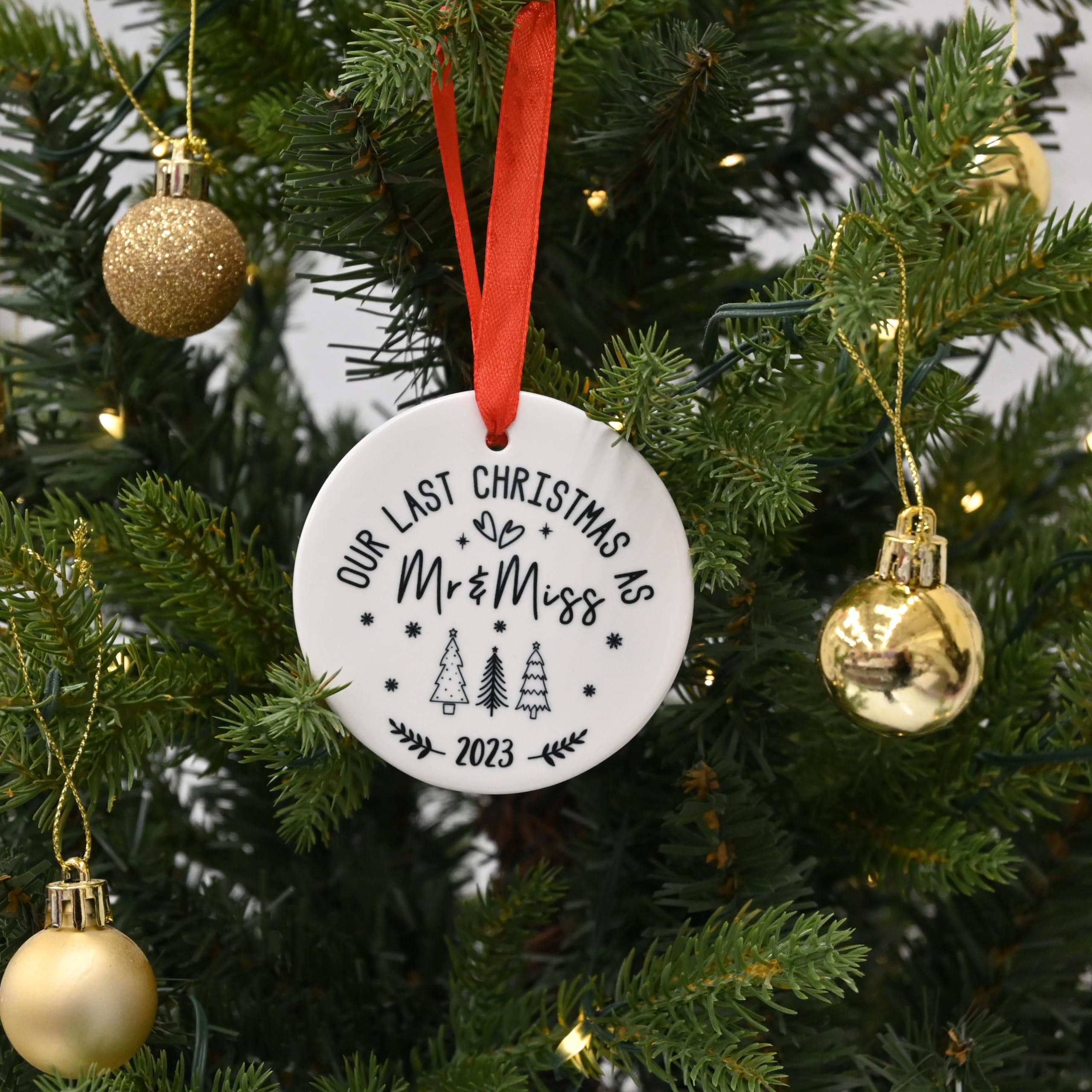 Our Last as Mr and Miss Engaged Bauble, Last Xmas Engaged Ornament, Fiance Gift, Couples Gift Christmas Ornament, Engagement Gift - Image 4
