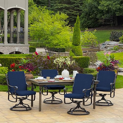 Miniatura 7 de ARDEN - Cojín para silla de comedor al aire libre, 20 x 20 pulgadas, resistente a la lluvia y a la decoloración, color azul zafiro Leala