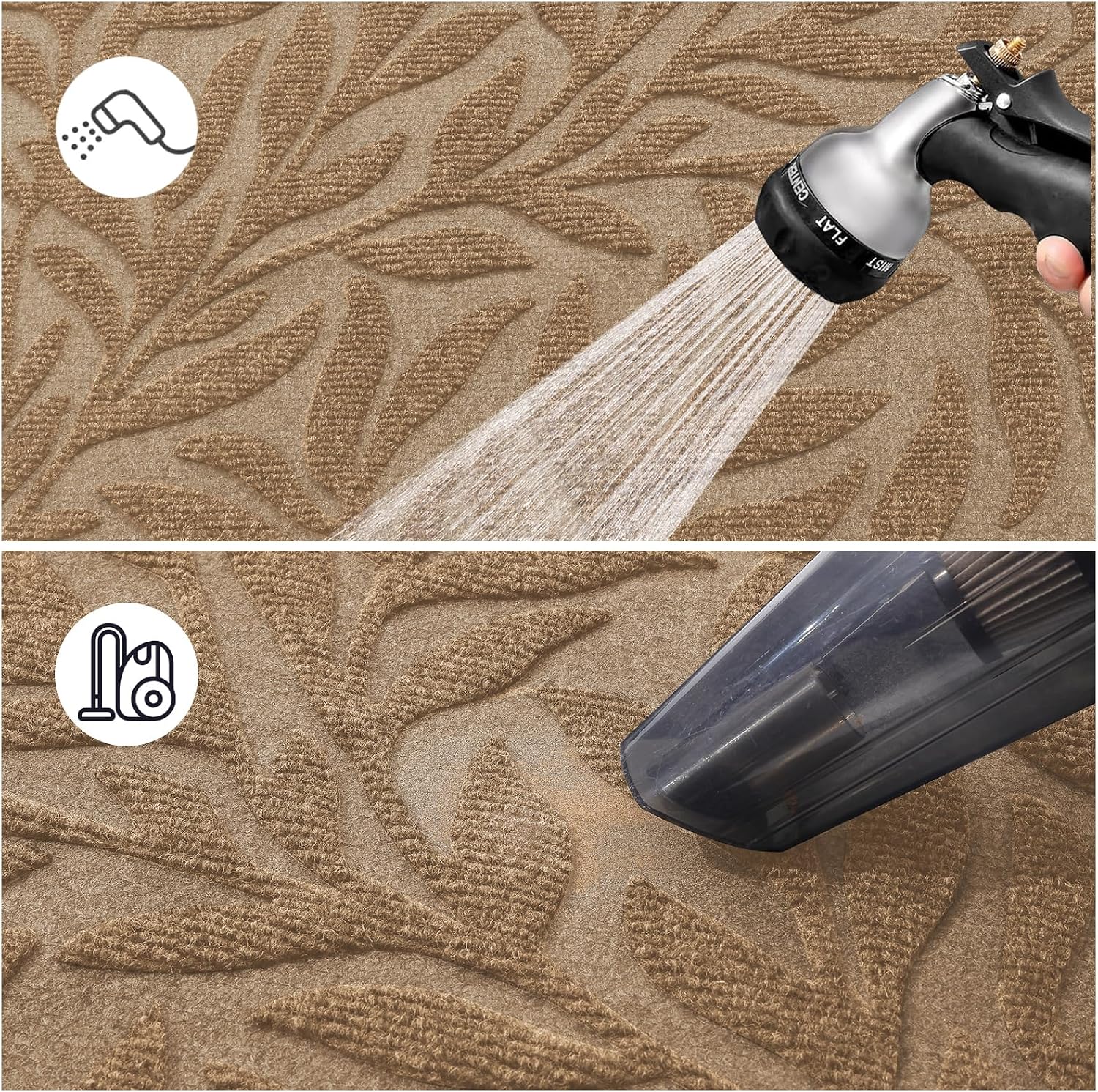 Smiry Front Door Mat Indoor Outdoor Entrance, Heavy Duty Natural Rubber, Trap Dirt and Moisture, Non-Slip Doormats, Low Profile, Easy Clean Patio Porch Entryway Mat, 29.5x17, Coffee