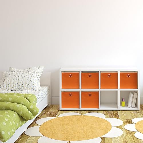 Miniatura 4 de SIMPLE HOUSEWARE Contenedores de almacenamiento plegables con asas, 11 pulgadas, naranja, paquete de 6, organizadores de cubos de tela para armario